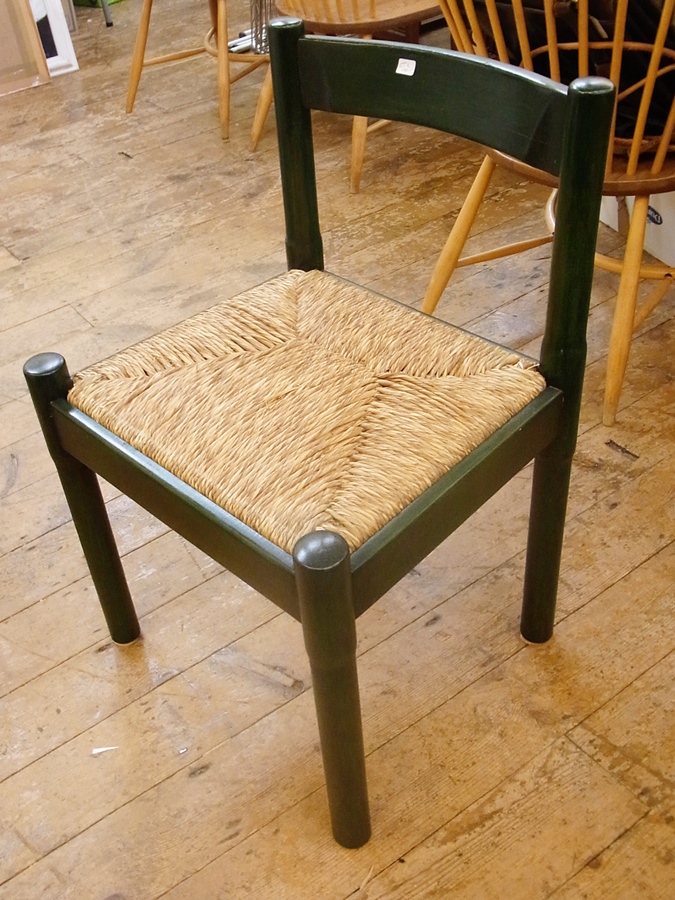 A set of five Habitat painted rush seated chairs