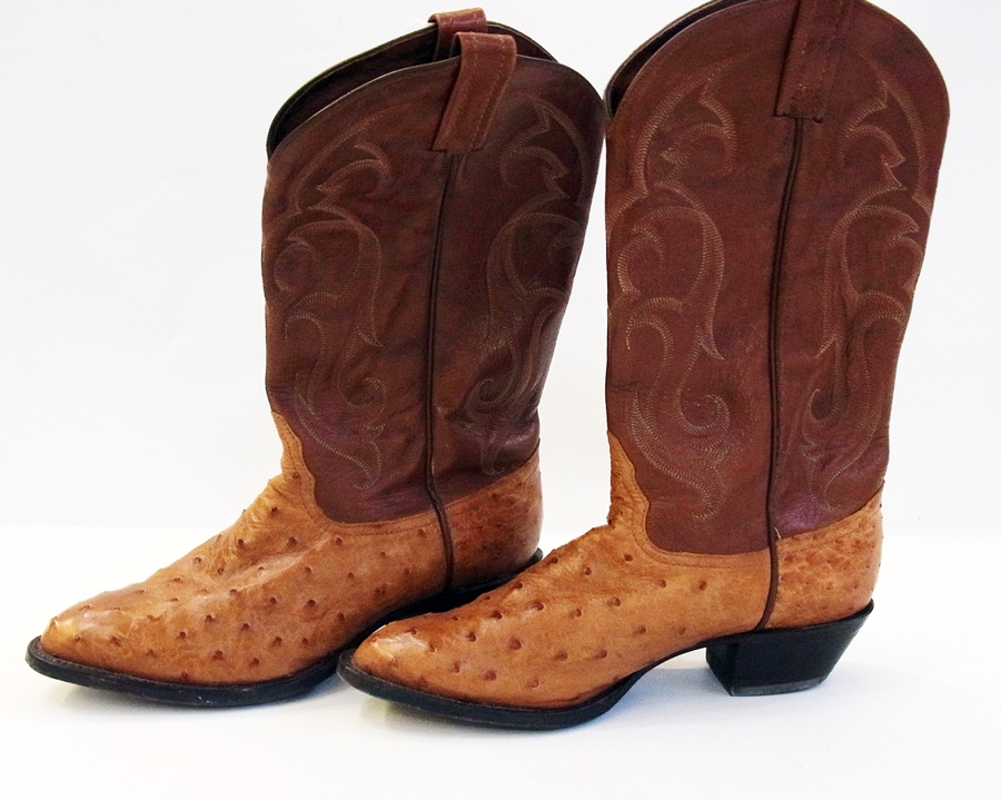 Pair ostrich and leather "Tony Lama, Tex