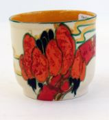 Clarice Cliff "Bizarre" "Fantasque" pot with slightly flared rim to straight sided tapering base