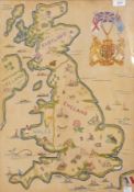 Mid 20th century wool embroidered map on