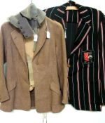 A striped blazer together with a tweed h