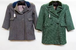 Three children's tweed vintage coats, on