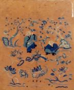 Chinese silk embroidered panel depicting