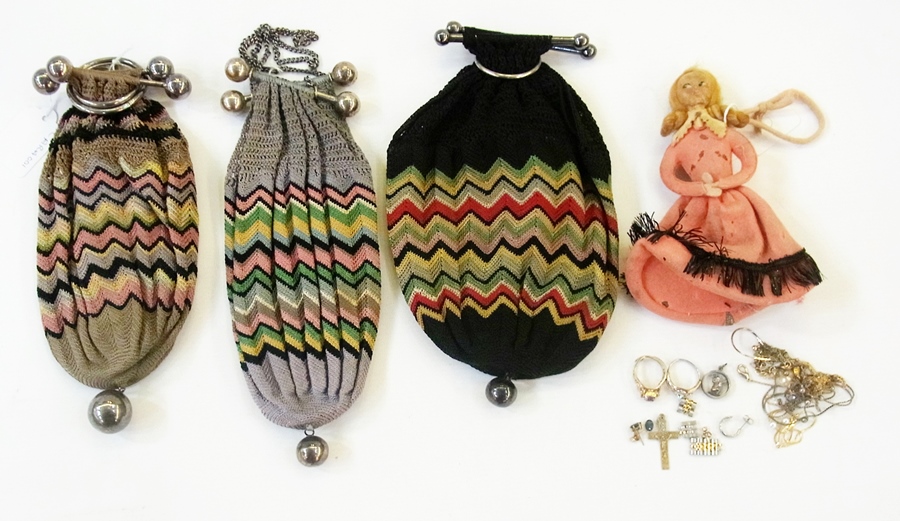 Three crocheted purses of geometric desi