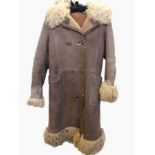 A sheepskin coat, double-breasted, with