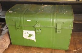 Green painted metal dome-topped trunk