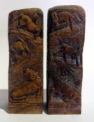 Pair of Chinese soapstone book ends depi