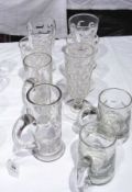 Collection of half pint glass mugs and g