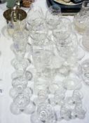 Six cut glass brandy balloons, wine glas