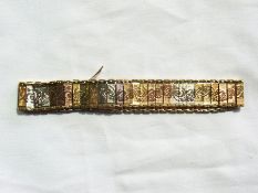 9ct tri-gold, rectangular link bracelet