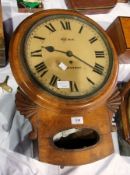 Victorian oak cased wall clock with enam