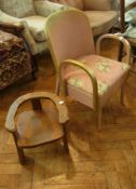 Rustic child's curved back armchair and