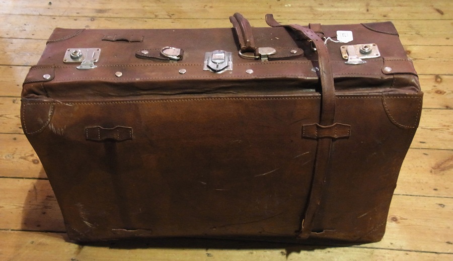 Large leather suitcase, 77cm wide