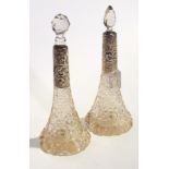 Two cut glass Victorian scent bottles wi