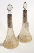 Two cut glass Victorian scent bottles wi