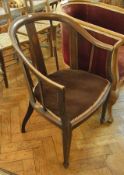 Edwardian inlaid mahogany tub chair with