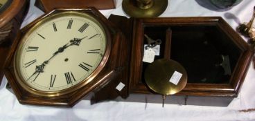 Victorian oak cased wall clock, enamel d