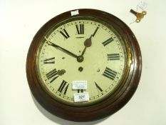 Oak cased wall clock with enamel dial, d