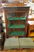 20th century oak glazed display cupboard