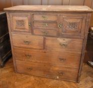 Late Victorian oak chest of two short dr