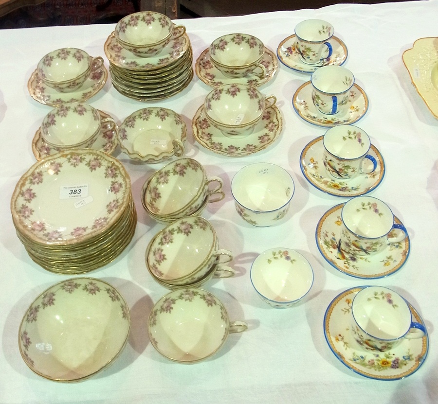 Quantity Limoges china teaware, rose dec