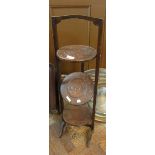 Oak three-tier folding cakestand and thr