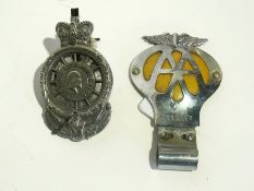 Early RAC car badge together with an AA