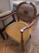 Stained wood cane-back occasional chair,
