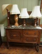 Early 20th century oak washstand with ma