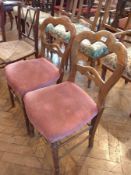 Pair stained wood Victorian trefoil back