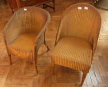 Two Lloyd Loom 'Lusty' chairs, sprayed g