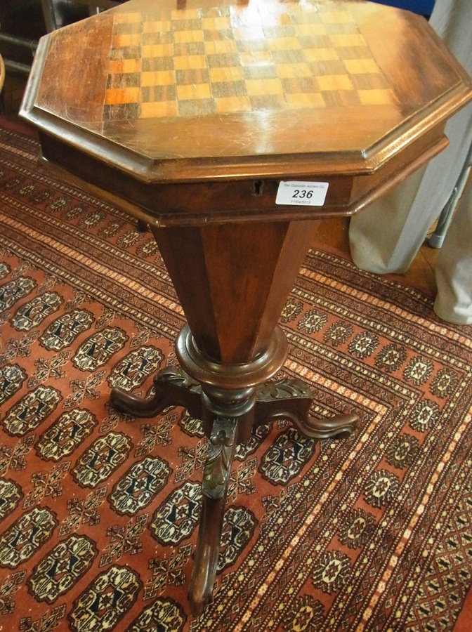 Victorian inlaid walnut games work table