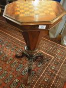 Victorian inlaid walnut games work table