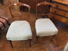 Pair of Edwardian inlaid walnut dining c