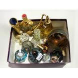 A collection of glass perfume bottles an