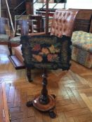 19th century rosewood pole screen with t