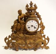 French gilt metal mantel clock, surmount