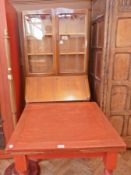 20th century glazed oak bureau bookcase