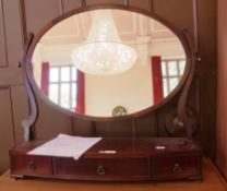 Mahogany toilet mirror, the oval plate o