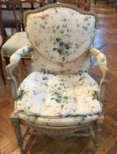 Louis XVI style painted and upholstered