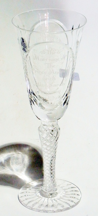 Two air-twist goblets with an etched coa