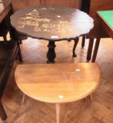 A chinoiserie tripod table together with