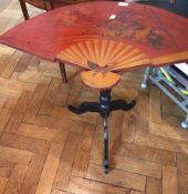 Oriental lacquer work fan-shaped side ta