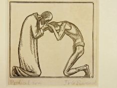 J & G Raverat
Woodcut 
"The Prodigal Son", signed in pencil, 7.5cm x 7.5cm 
 Live Bidding: Some