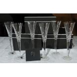 Set of six Waterford cut glass champagne