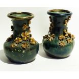 A pair of Stellmache vases, green/blue g