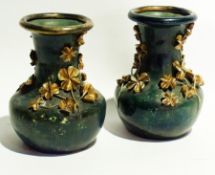 A pair of Stellmache vases, green/blue g