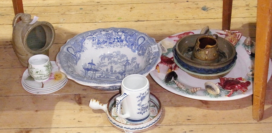 Victorian blue and white pottery large b