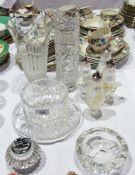 A cut glass lighter, a bowled ashtray, c