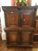 Renaissance style oak cabinet, two-tier